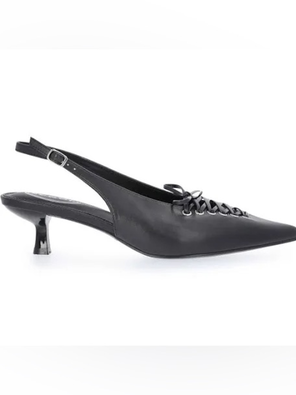 Sleek & sophisticated 
Women's Slingback Kitten Heels with Lace Up Accents 11M